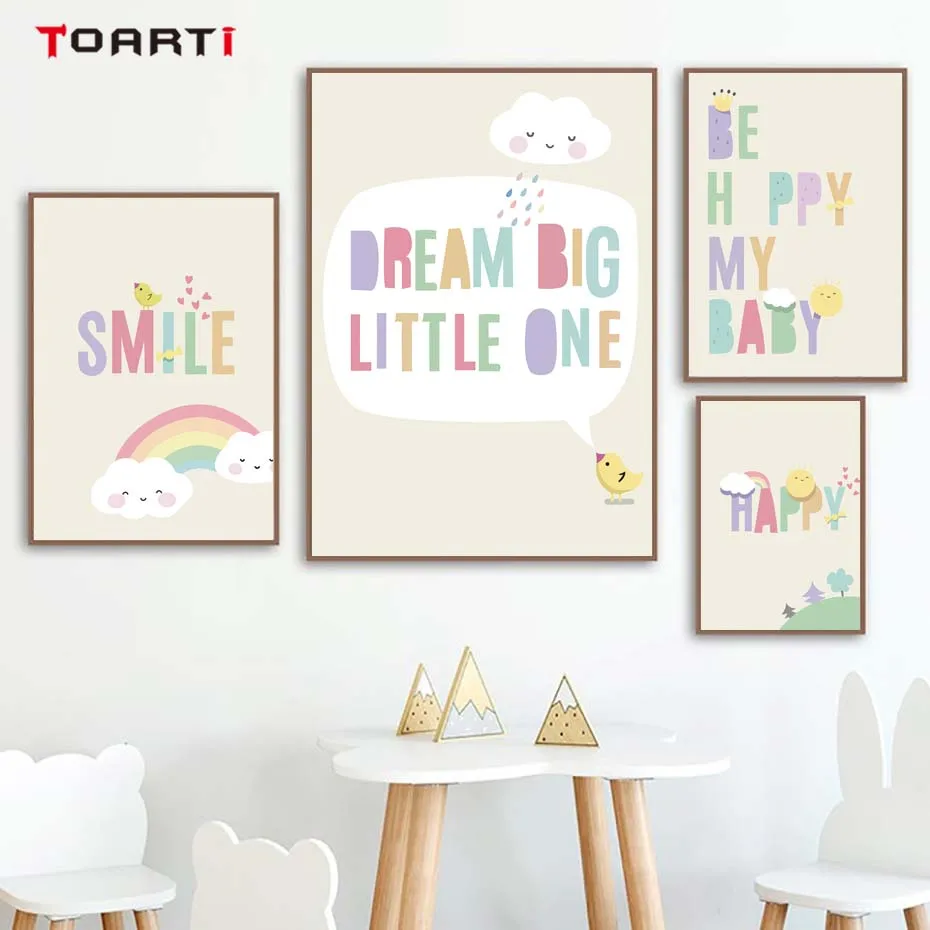 Dream big little one smile happy живопись на холсте мультфильмы Современная Настенная