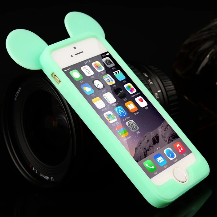 Горячая Продажа 4 цвет 3D мышь уши кремния рамка бампер для iPhone 4S мягкие Резиновые
