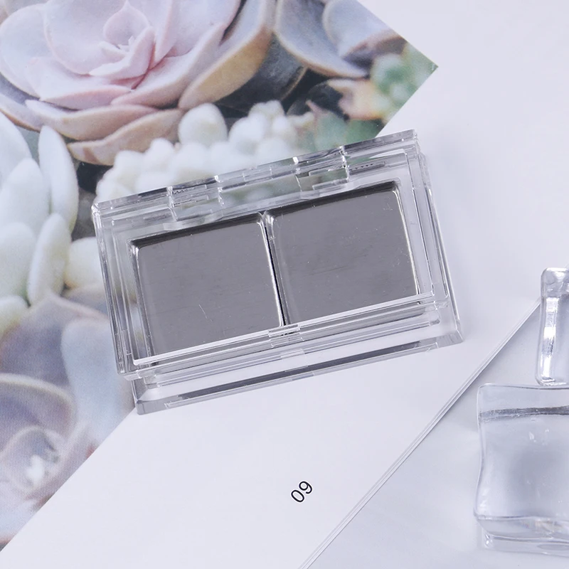 1pc Empty Double Grid Magnet Box + 2pcs Stainless Steel Plate Eyeshadow Pigment Palette Makeup Eye Shadow Case | Красота и здоровье