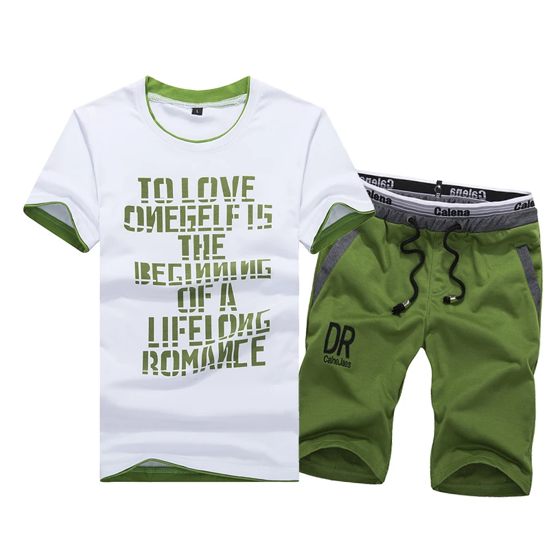 2019 с принтом букв футболки + шорты мужские брендовые комплекты одежды из двух