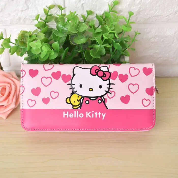 Hello бумажник "Котёнок" для женщин Мультяшные кожаные кошельки для девочек HelloKitty клатч кошелек дамские вечерние кошелек держатель для карт - Цвет: 18cm