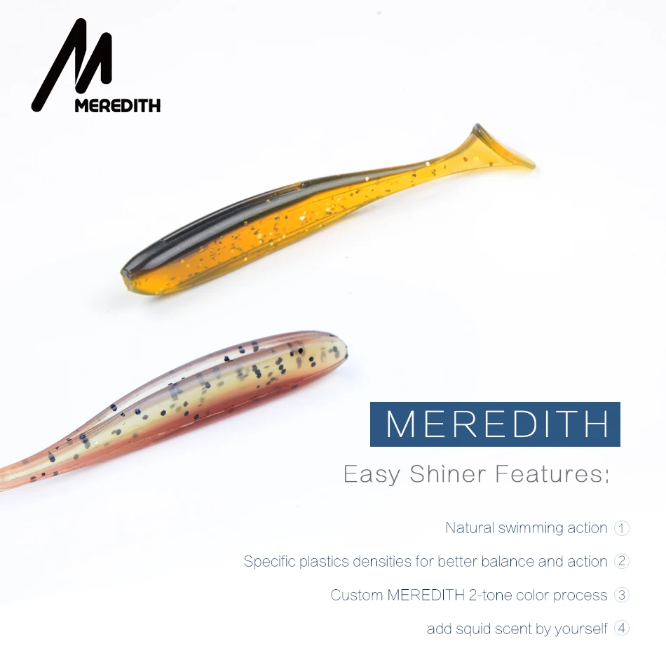 Meredith Easy Shiner рыболовные приманки 50 мм 75 мм 100 мм 130 мм воблеры Карп мягкие приманки для рыбалки силиконовые искусственные двухцветные приманки