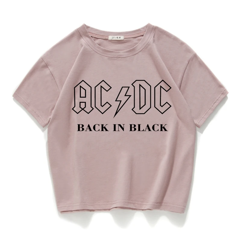 Известный бренд ACDC, женские топы, хлопок, футболка, Повседневная футболка, женская футболка с круглым вырезом, подходит ко всему, топ, летний Свободный Топ, женская одежда