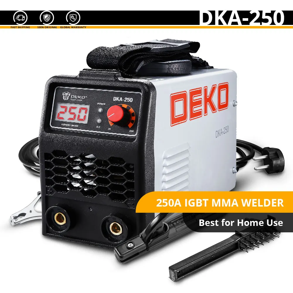 Обувь по заводским ценам DEKO DKA серии 220V IGBT MMA сварочный аппарат 120/160/200/250 ампер для новичка выбор домашнего Применение для дуговой сварки под флюсом - Цвет: DKA-250