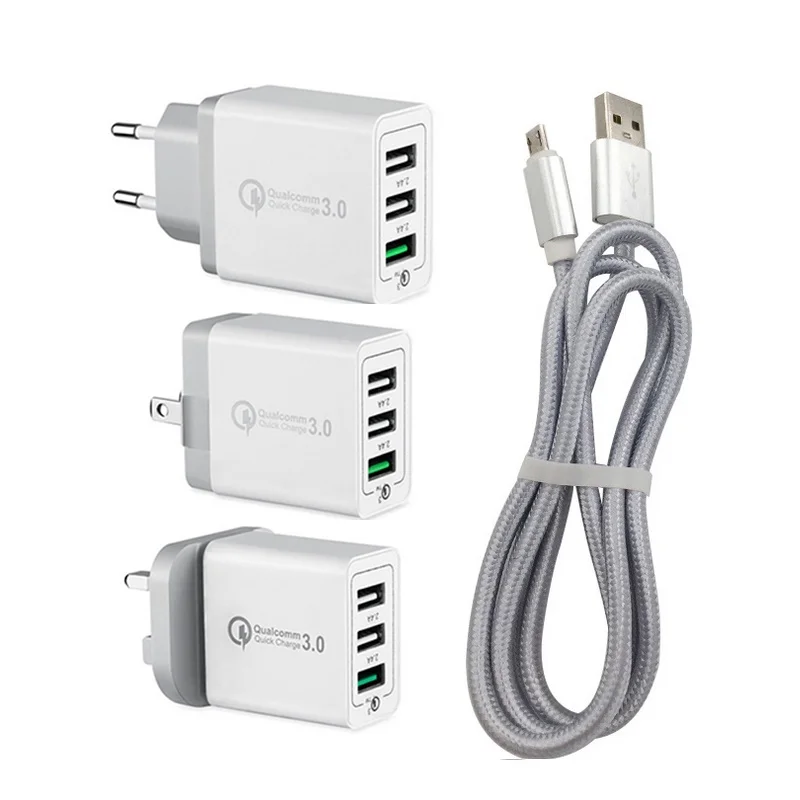 QC 3 0 Быстрая зарядка ЕС Великобритания США штекер Адаптер питания порты usb