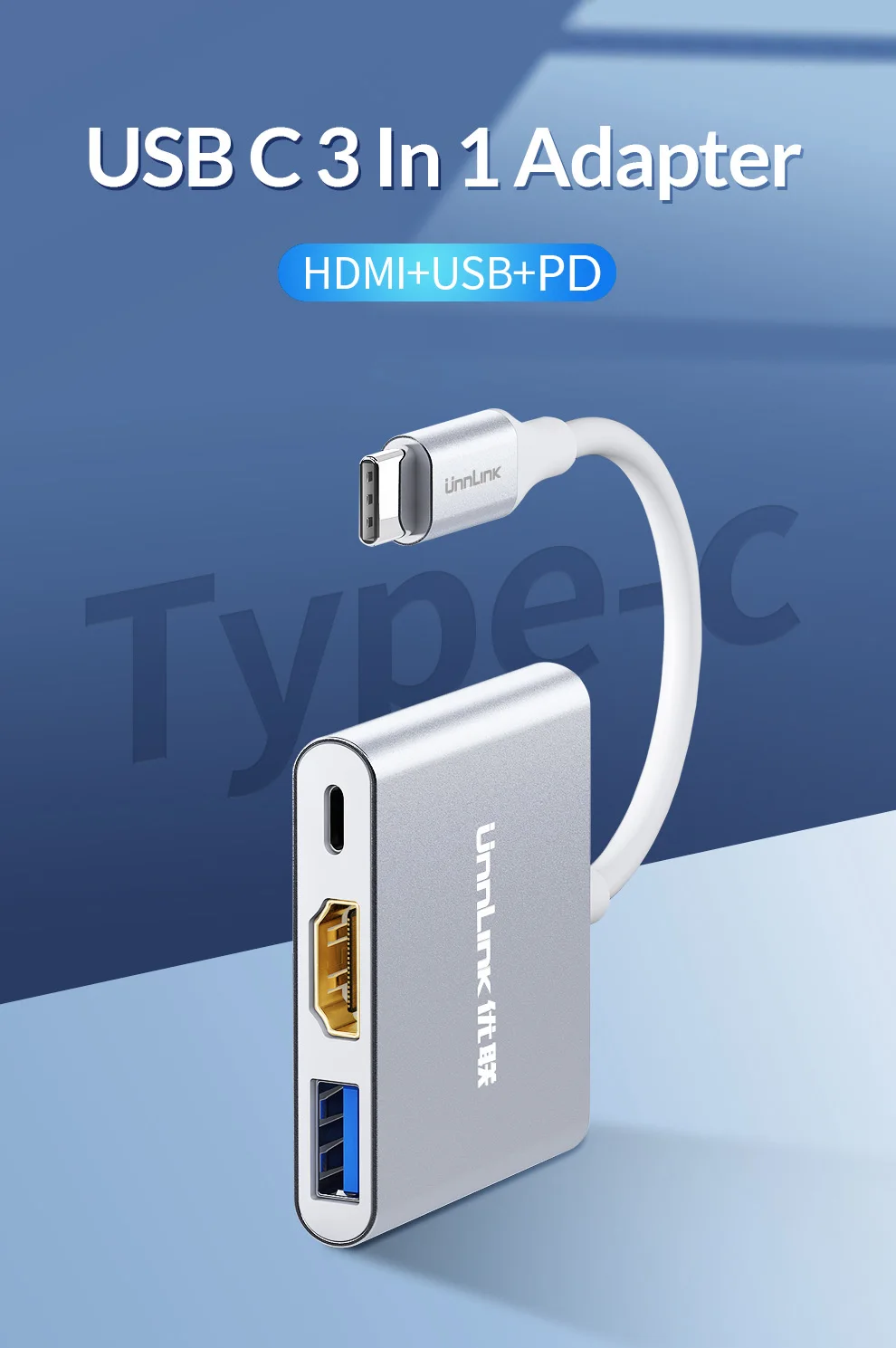 Unnlin USB C док-станция Тип C к HDMI USB 3,0 Micro SD кард-ридер Thunderbolt 3 док-станция для MacBook pro S10 S9 S8 Dex P30 P20 mate10