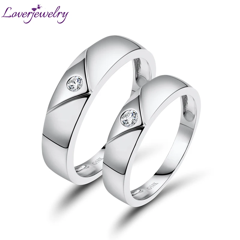 

Man and Woman Couple Wedding Rings Natural Diamond Solid 18K White Gold Ring For Wedding Engagement Couple Lovers' Ring WU141