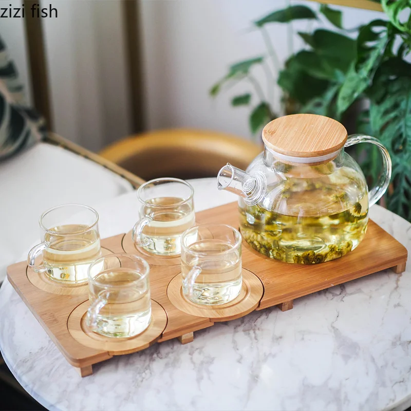 Простой чайный набор из стекла керамики для послеобеденного чая цветочного