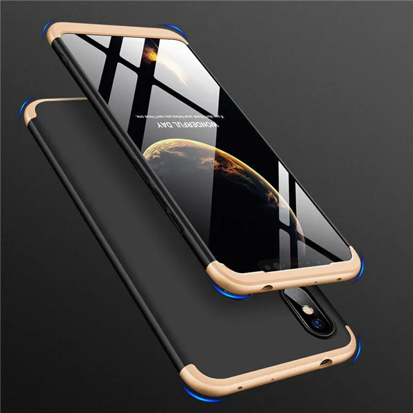 Black and Golden 360 чехол на для Xiaomi Redmi 7A для Сяоми ксиоми Редми 7a противоударный 3 в 1 Роскошные, жесткие, ПК полный защитный чехол на для Xiaomi Redmi Note 7 Redmi 7 Чехол из закаленного стекла - Цвет: Black and Golden