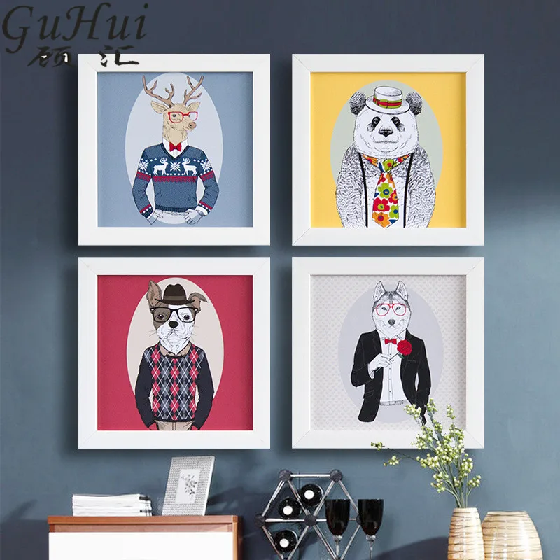 

All Kinds Animals Wolf Panda Deer Dog Nordic Canvas Decorative Painting Modern Living Room Background Wall Pictures