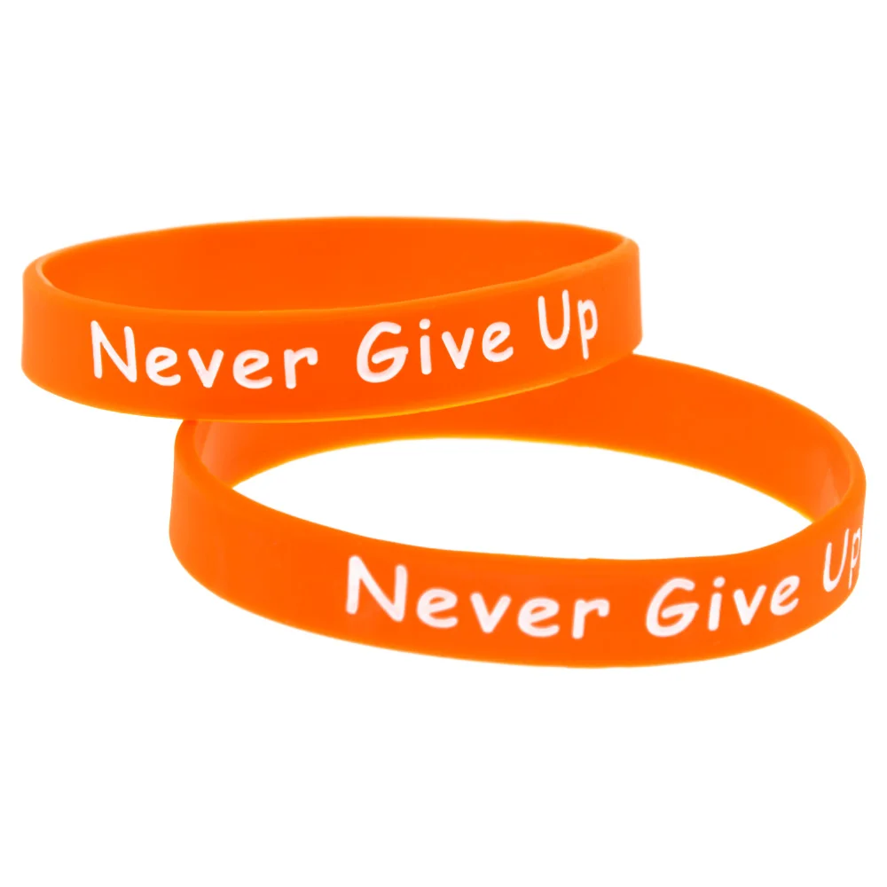 (OBH) 50 шт в наборе г-жа Fighter &quotNever Give Up&quot силиконовый браслет оранжевый рекламных