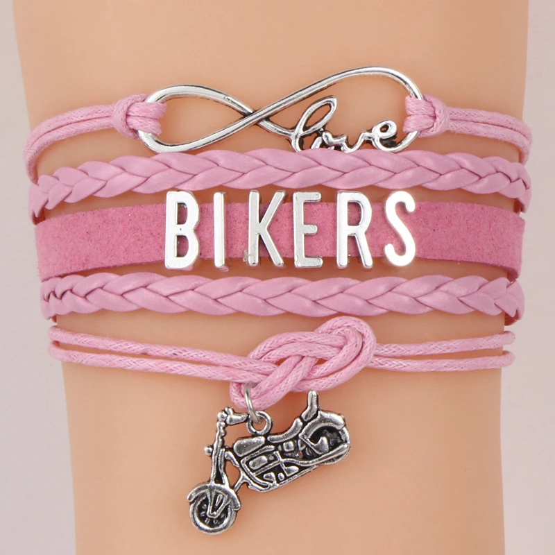 Браслет Infinity Love Bikers Байкерский браслет с подвесками ручная работа плетеные