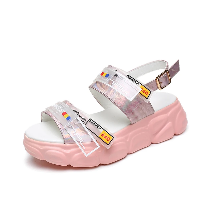 Летняя женская обувь на танкетке высокие сандалии повседневная пляжная