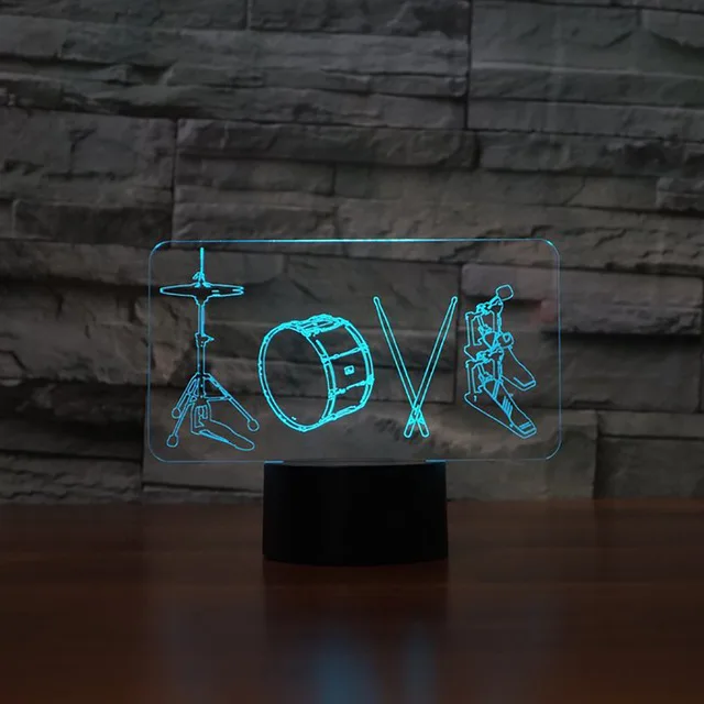 3D LED ночник барабанная лампа крутой мальчик спальня Ночник декор Bulbing детские