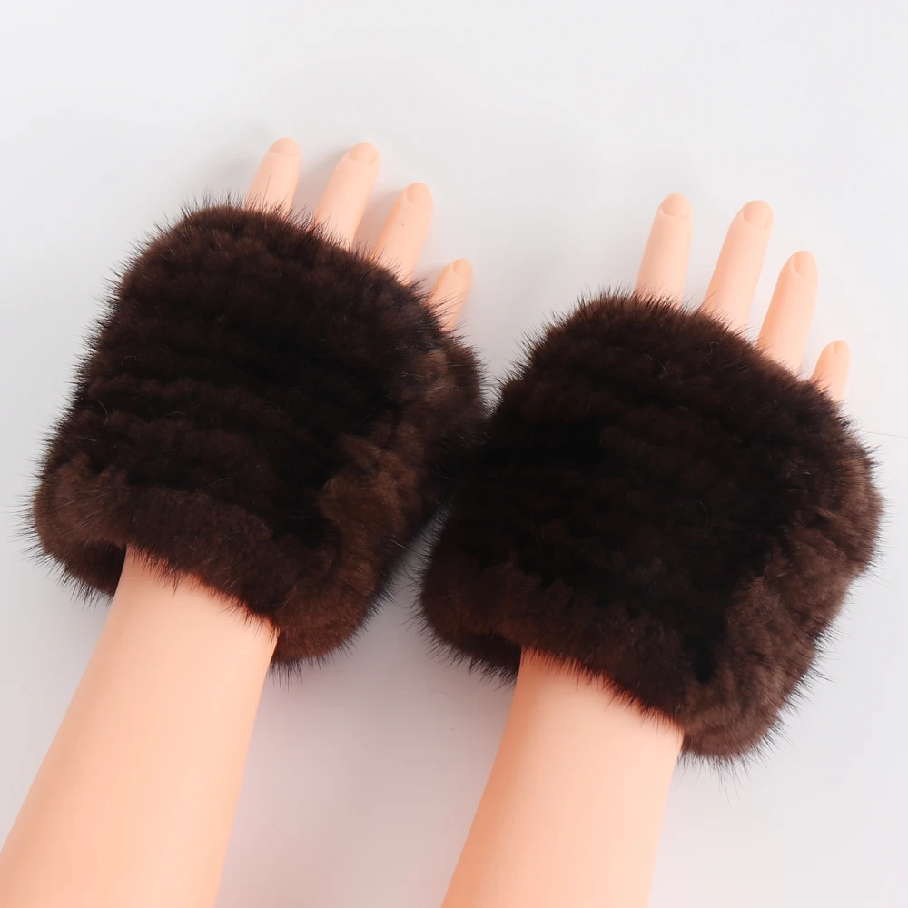 Новый Стиль Шикарный вязаный натуральный мех перчатки Зимний Теплый головной