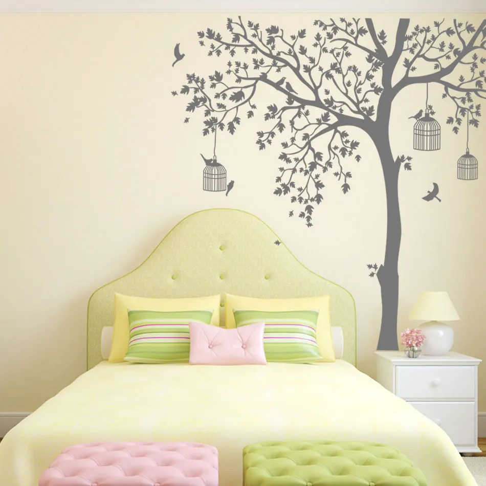 Bird Cage Tree Nursery Wall Stickers Removable Vinyl Decal Kids Baby RToom Decor Mural Children's Sticker | Дом и сад
