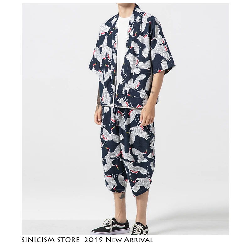 Спортивный костюм Sinicism Store для мужчин спортивный 2020 в стиле Харадзюку С журавлей