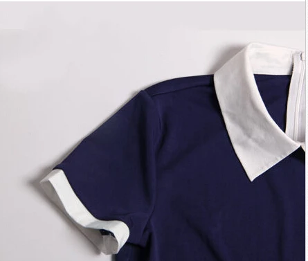 Летнее женское платье с коротким рукавом и отложным воротником однотонное