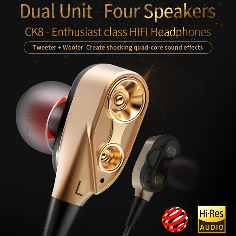 Наушники-вкладыши с двойным движением для бега музыкальная гарнитура HIFI