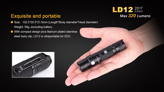 2017 Новый Fenix LD12 CREE XP-G2 R5 нейтральный белый светодиодный фонарик 320 люмен AA/14500 |