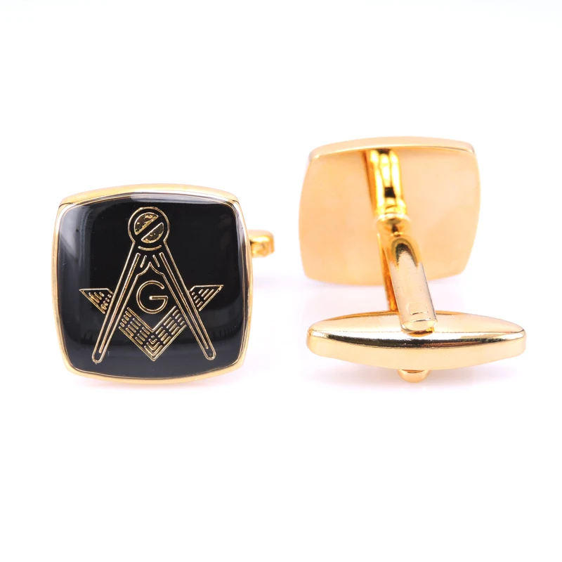 Запонки мужские золотистые масонские шпильки из нержавеющей стали для