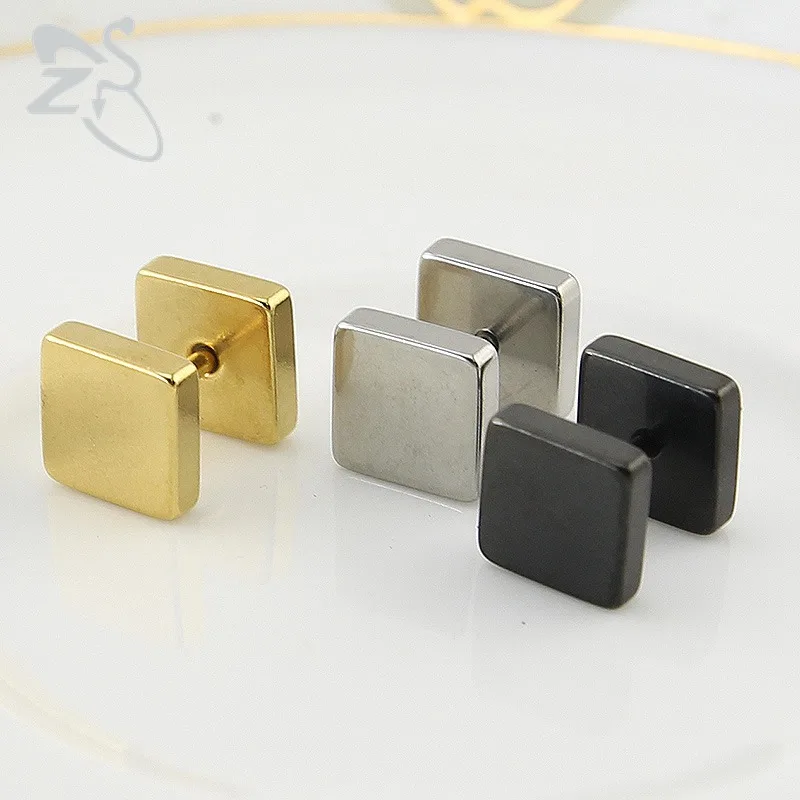 Черные серьги quare для мужчин золотые серьги-гвоздики в стиле хип-хоп маленькие