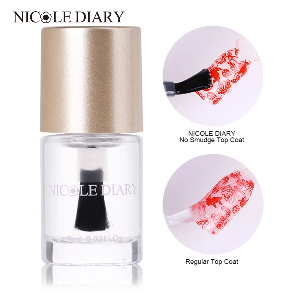 Лак для ногтей NICOLE DIARY 9 мл верхнее покрытие без размазывания с рисунком