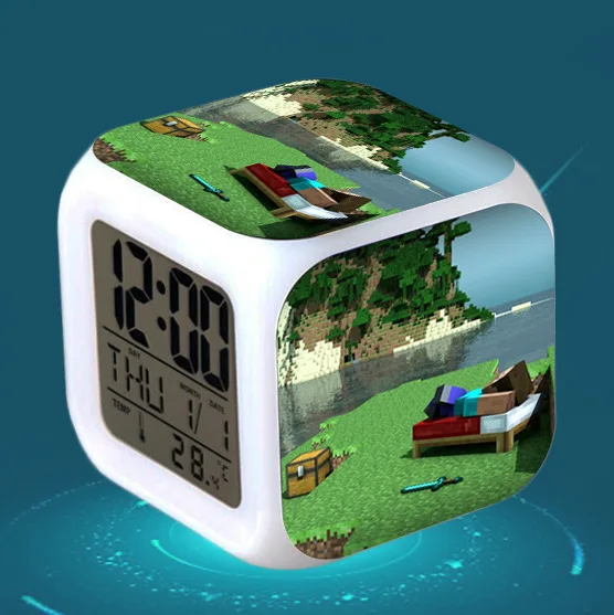 18 Детский будильник Led мультфильм klok изменение цвета reveil стол reloj despertador цифровой будильник Пробуждение светильник - Цвет: 18