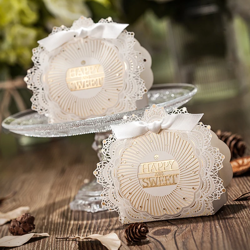 Лазерная резка цвет белый кружева свадебные сувенирные коробки с лентой|lace