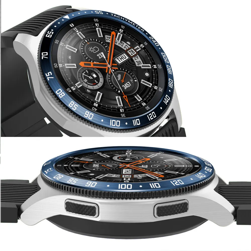 Для часов Samsung Galaxy Watch 46 мм ободковое кольцо клейкая крышка металлическое