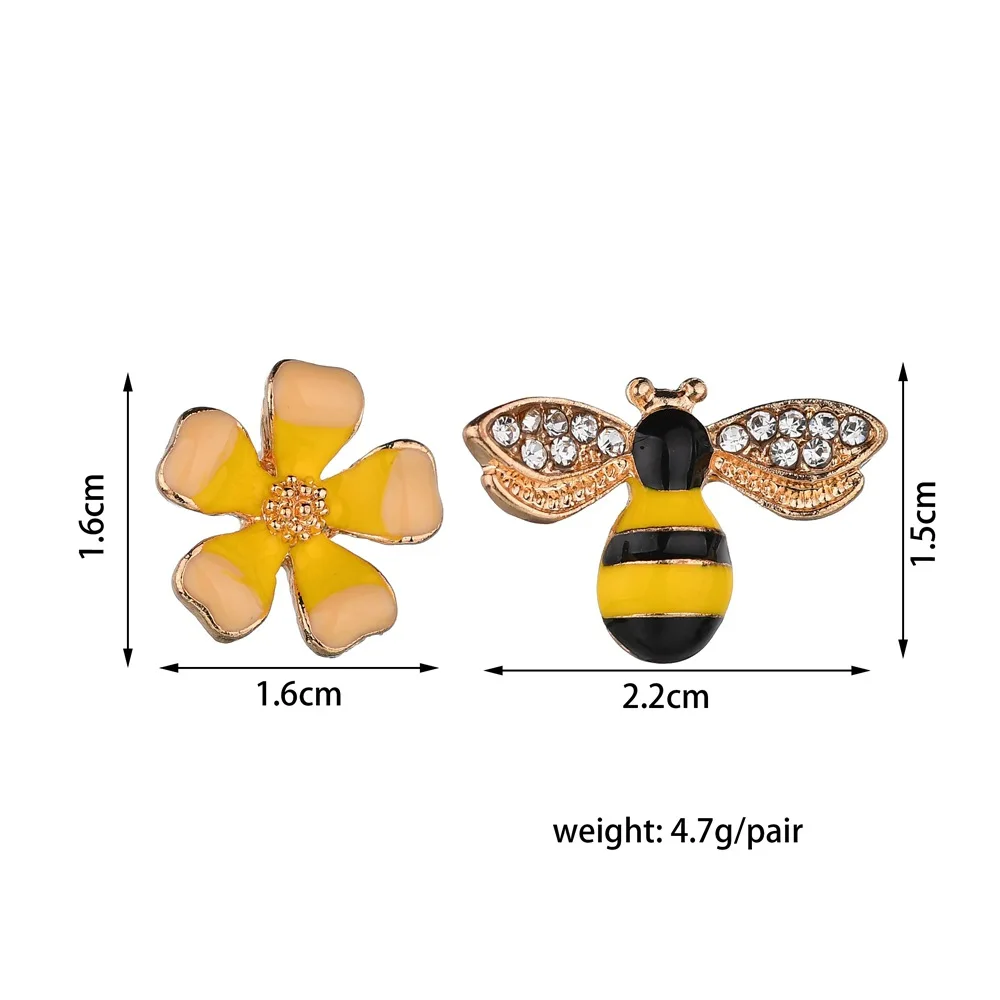 street shoot simple fashion fresh elegant yellow Flower cute Bee sexy symmetry Stud Earring Women Jewelry | Украшения и