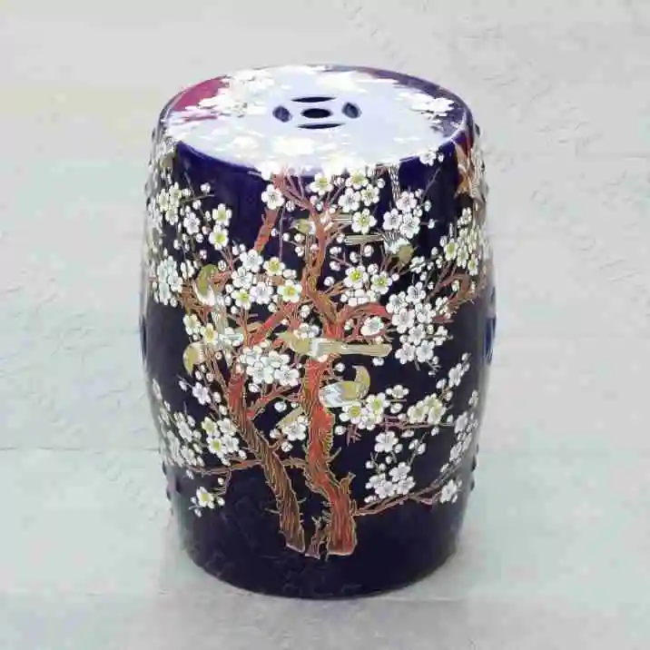 Фарфоровый стул для сада с рисунком цветов сливы глазурованная керамическая