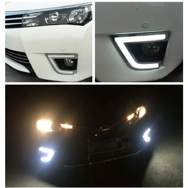 

SUNKIA Car Styling LED DRL Daytime Running Lights for Toyota Corolla 2013-2015 Day Lamp with Turn Signal Dimmed Function Relay