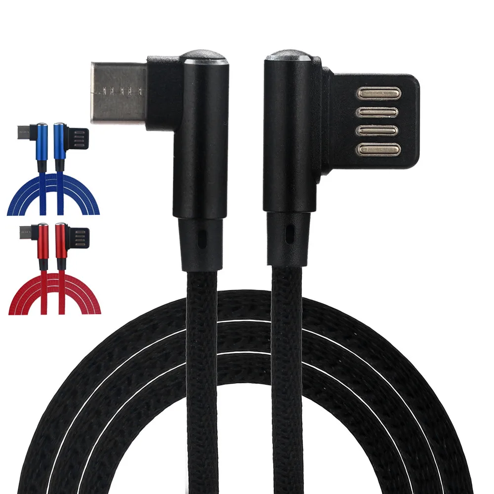 И l-образный дизайнерский Плетеный 90 градусов под прямым углом type-C/Micro USB кабель для быстрой синхронизации данных и зарядки для samsung