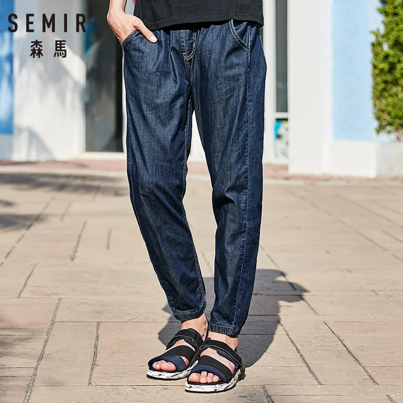 SEMIR Mens Denim Pull-on Joggers Men's Tapered Leg Pants with Elastic Drawstring Waist Men Sweatpants Trousers for Summer | Мужская