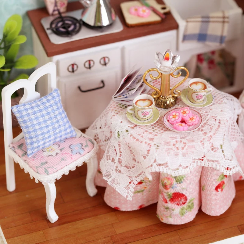 DIY Кукольный дом Мебель Миниатюрные 3D деревянные миниатюры с пылезащитной