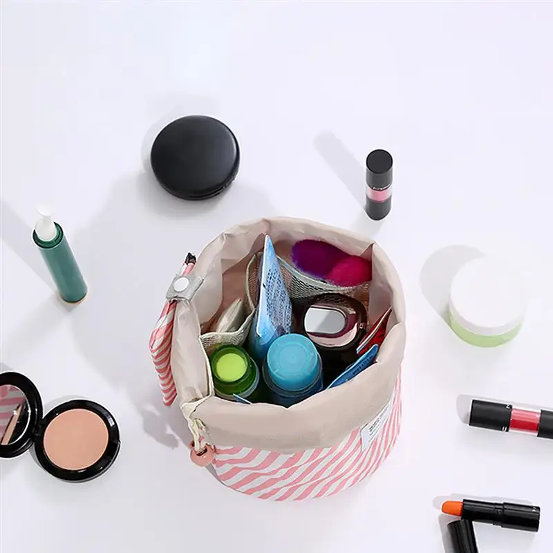 Hot 1pcs Oxford Cloth Cosmetic Bag Striped Cactus Design Storage Package Color Cylinder Drawstring | Дом и сад