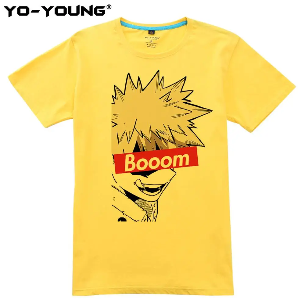 Yellow 2 Йо-молодые мужские футболки, Аниме Boku No Hero Academy Plus, ультра бум, принт, 180 г/см, чёсаный хлопок, футболки, мужские, по индивидуальному заказу - Цвет: Yellow 2