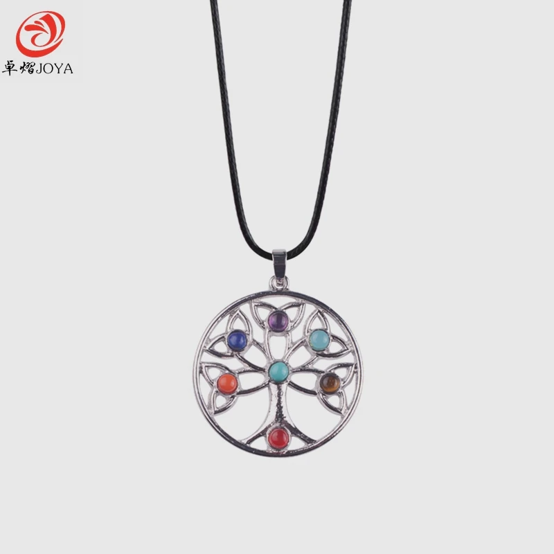 Кулон из натурального камня семь чакр круглой елки символизирует богов в