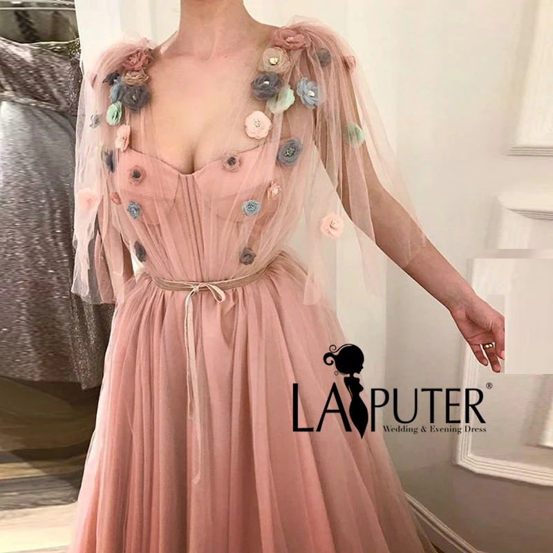 LAIPUTER 2018 Vestido Longo De Festa A-line Colorful Flowers V-neck Cap Sleeves Belt Occasion Dresses for Women | Свадьбы и