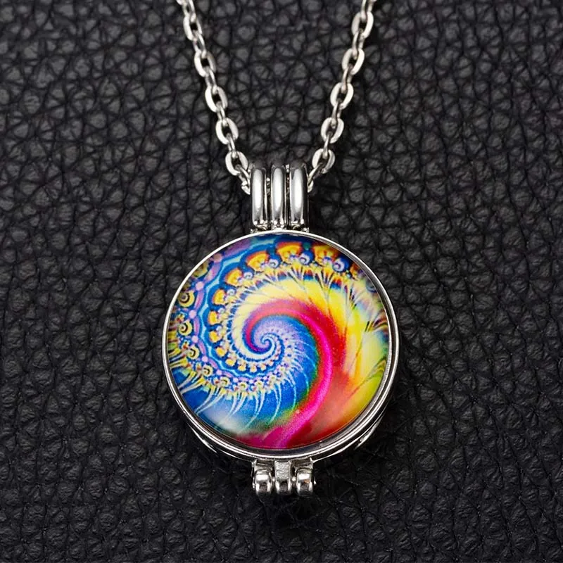 25 мм синий стеклянный шар Арома диффузор ожерелье открытый замок подвеска