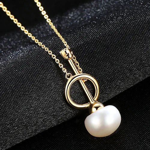 

S925 Silver Necklace 8-8.5mm Natural Freshwater Pearl Jewelry Pendant Korean Simple Fashion Necklace with Box