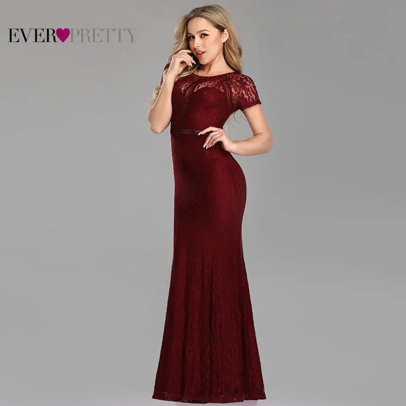Ever Pretty, вечерние платья, длинные,, сексуальные, маленькая Русалочка, полностью кружевные, с коротким рукавом, прозрачные, для особых случаев, платья EZ07752