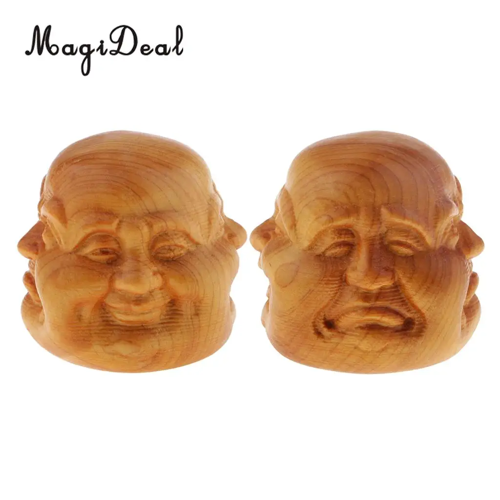 2 шт. статуя головы Будды деревянная скульптурная фигурка мини домашний