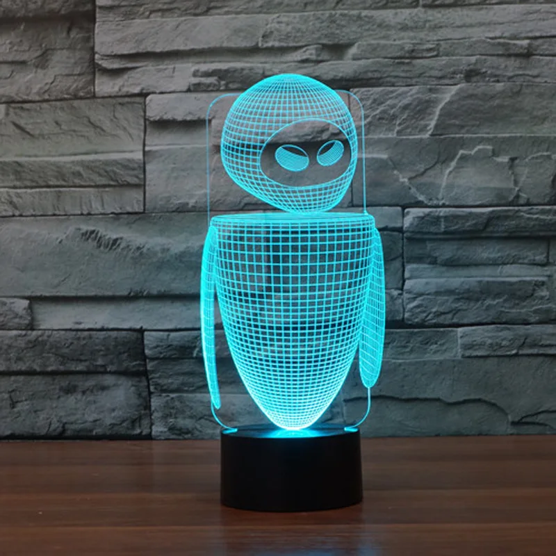 Новый робот красочные 3D светодиодный Ночной светильник 7 цветов автоматическое