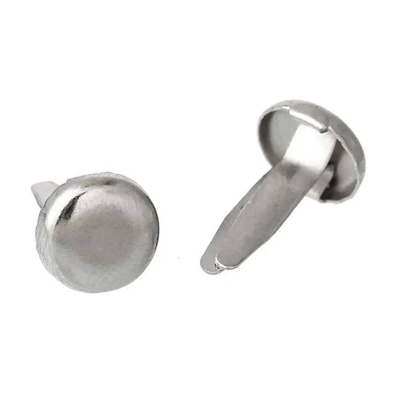 

DoreenBeads Iron Based Alloy Pastel Brads Scrapbooking Embellishment for DIY Craft Supply Round Silver Color 14mm x8mm, 200PCs