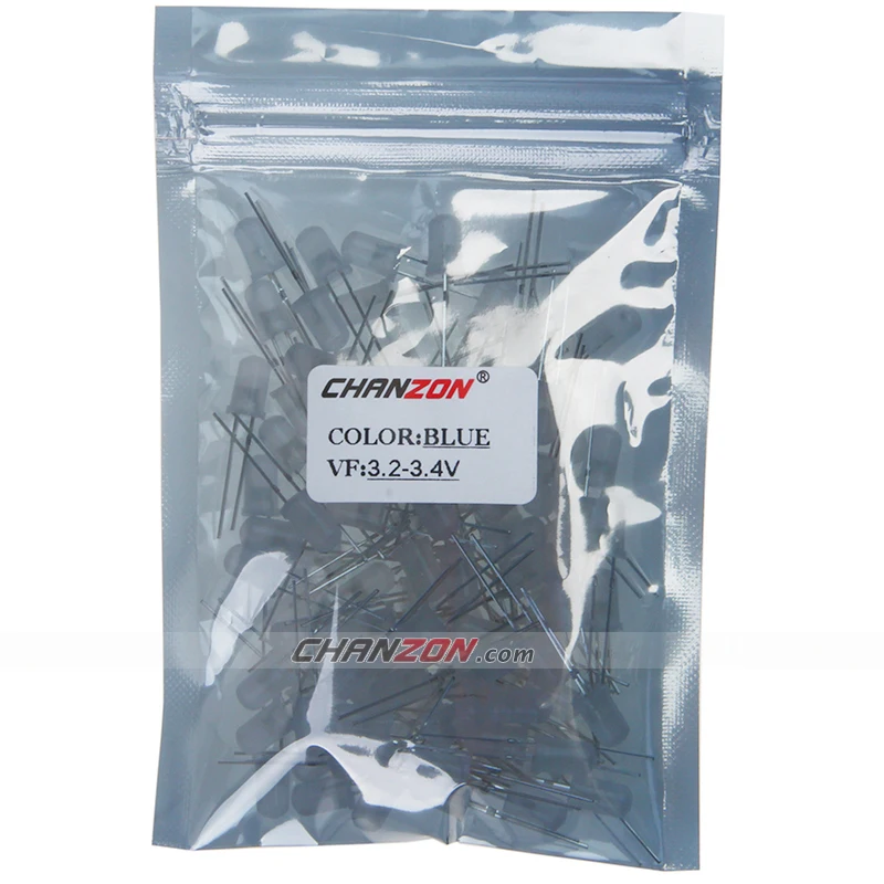 100 шт. LED диод 5 мм синий рассеянный сквозное отверстие Круглый светоизлучающий 20