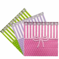 20 vintage napkins paper tissue purple pink green white flower bow handkerchief decoupage wedding birthday guardanapo serviettes