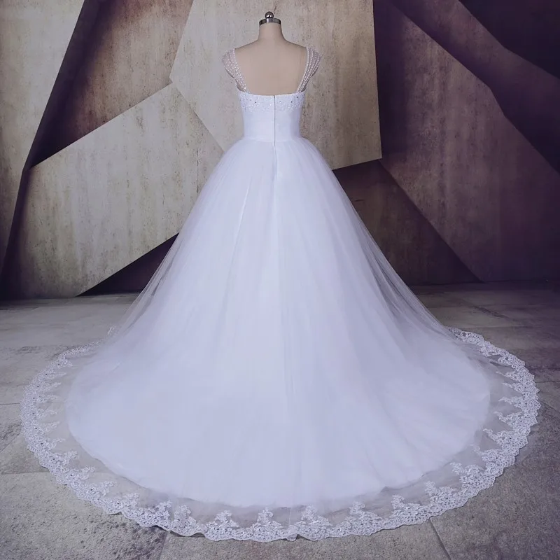 Белое свадебное платье из тюля 2018 LORIE Vestido De Novia Милая винтажная кружевная бусина