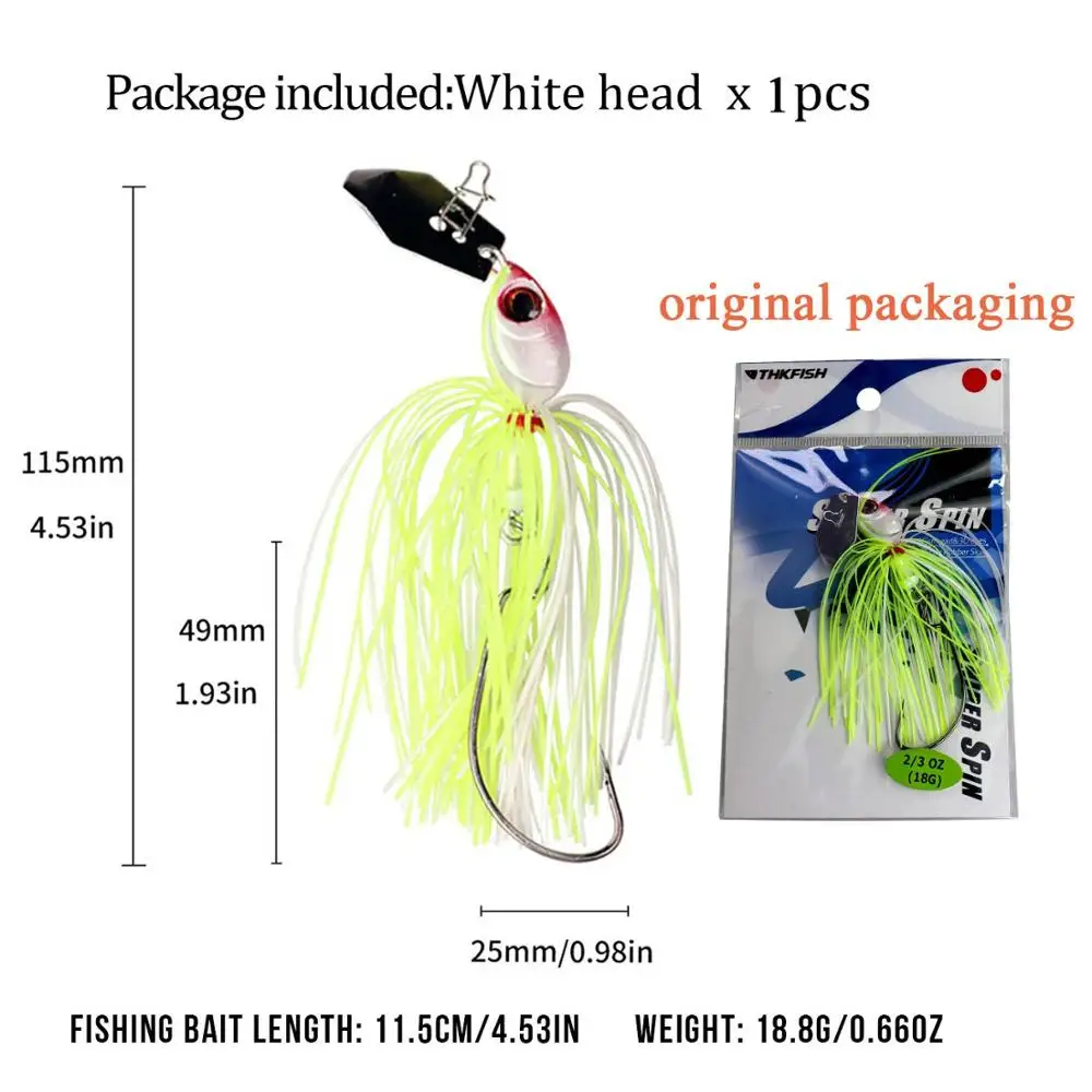 1Pcs white head 1 шт., 18 г, приманки для ловли окуня, юбки, Джиги, приманка для соленой воды, пресноводная, VIB, кренкбейт, Спиннербейт, приманка для ловли окуня - Цвет: 1Pcs white head